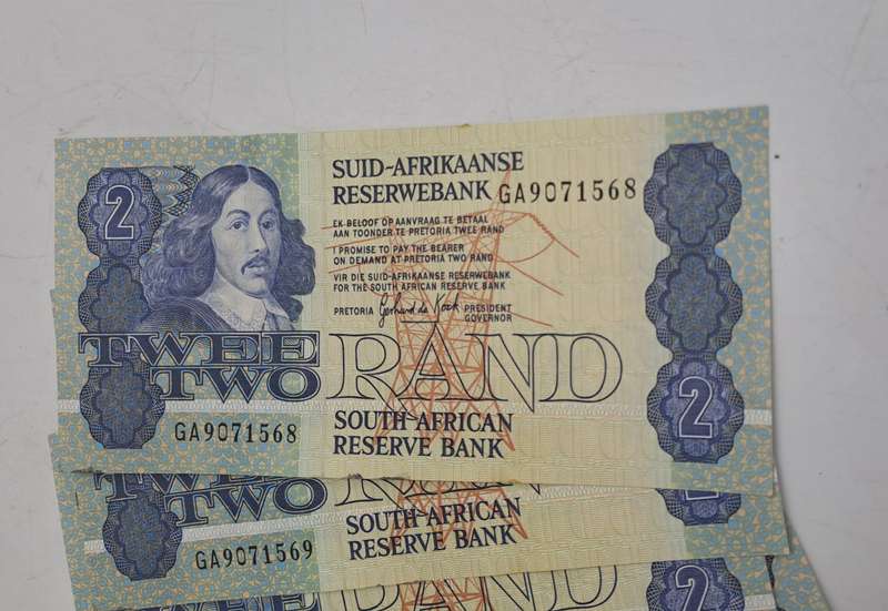 Lot of 10 -1989 Gerhard De Kock R2 Notes 3rd Issue In Sequence-Uncirculated see condition