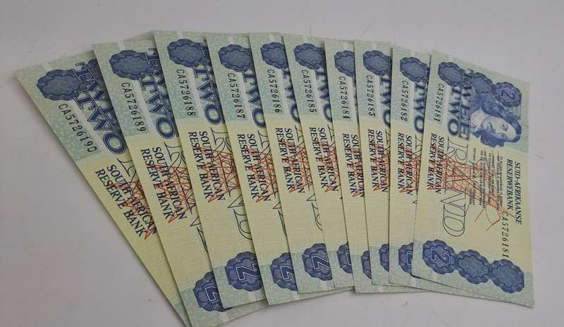 Lot of 10- 1984 De Kock R1 Notes -3rd Issue In Sequence Uncirculated  CA5726181 to CA5726190