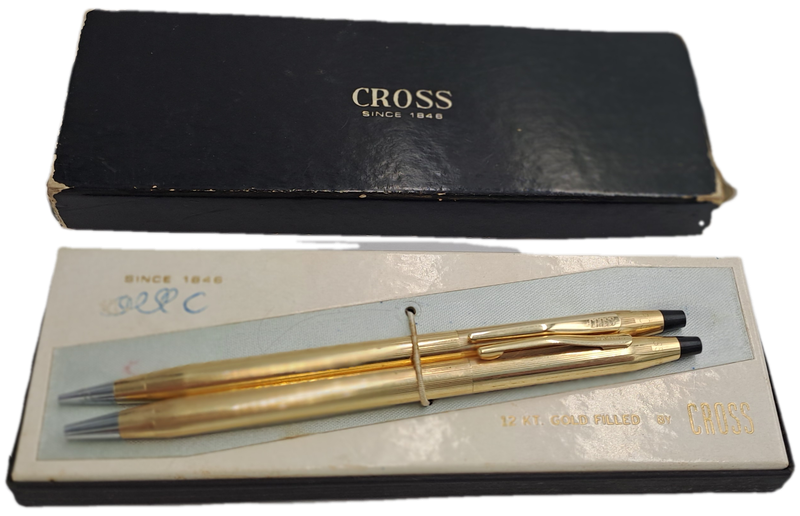 Vintage 1/20 12Kt Gold Cross Ball Pen and Pencil set -Need New refill and lead