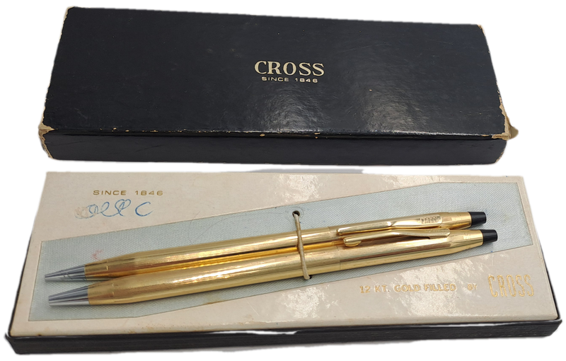 Vintage 1/20 12Kt Gold Cross Ball Pen and Pencil set -Need New refill and lead