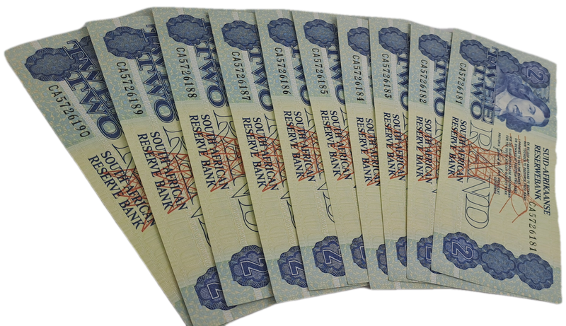 Lot of 10- 1984 De Kock R1 Notes -3rd Issue In Sequence Uncirculated  CA5726181 to CA5726190