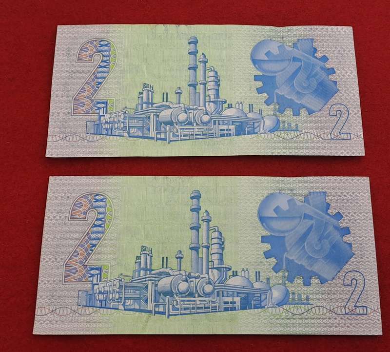 2 x 1984 GPC de Kock 2 Rand Notes -AFR-ENG in sequence  - 3rd Issue - UNcirculated