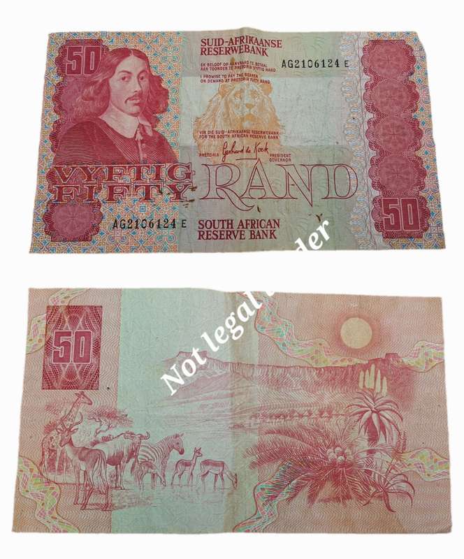 1984 GPC de Kock R50 Rand Note -AFR-ENG   - 3rd Issue -
