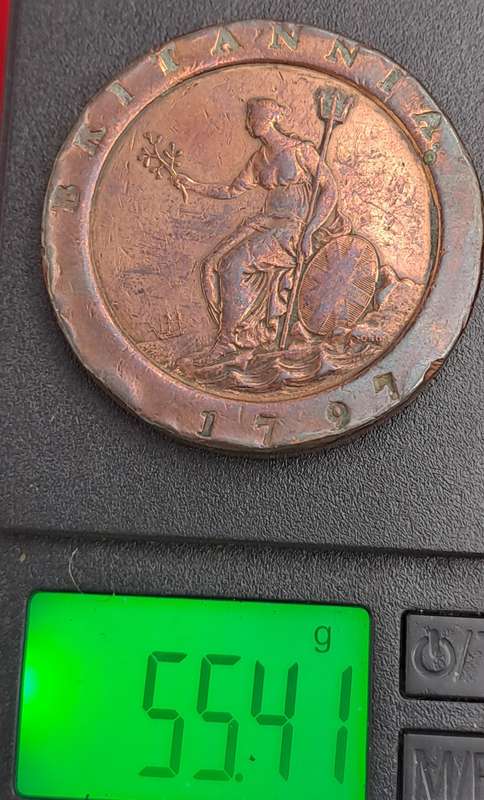 1797 United Kingdom  1 Penny - George III 2nd Issue-'Cartwheel Penny ' 11 leaves in Wreath