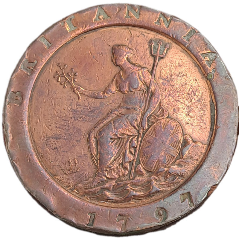1797 United Kingdom  1 Penny - George III 2nd Issue-'Cartwheel Penny ' 11 leaves in Wreath