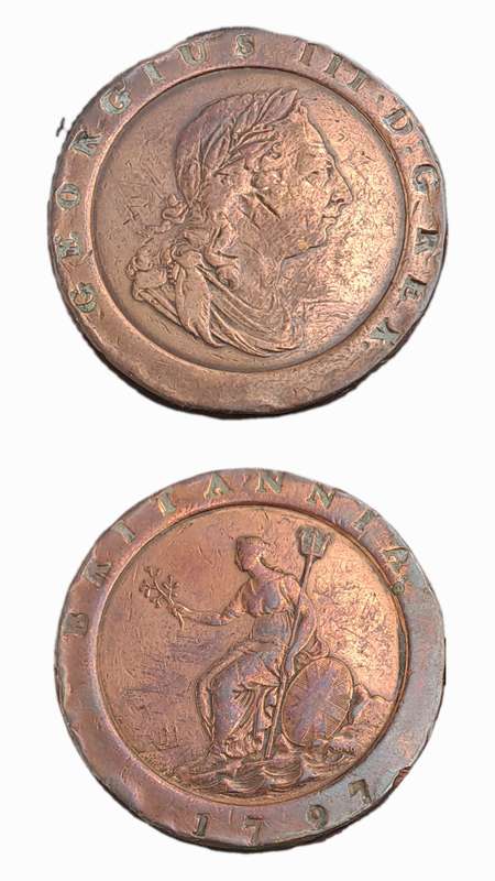 1797 United Kingdom  1 Penny - George III 2nd Issue-'Cartwheel Penny ' 11 leaves in Wreath
