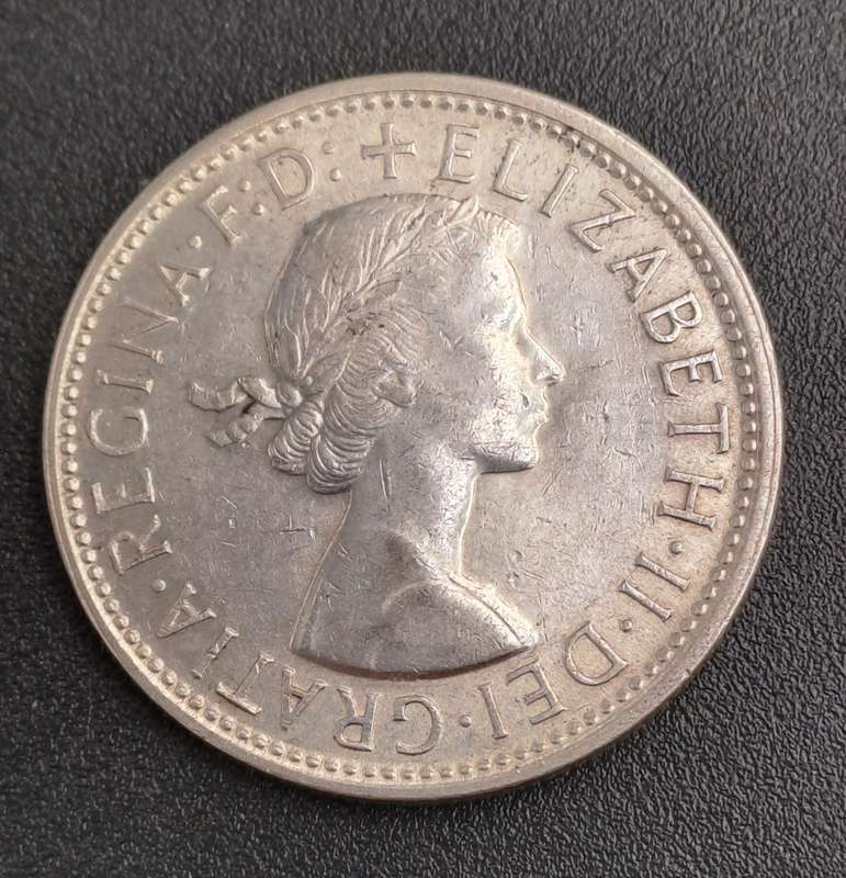 1960  Australia (Silver .500 ) 1 Florin - Elizabeth II 1st Portrait - with "F:D:"