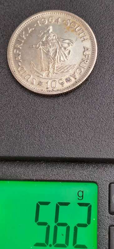 1964 South Africa Silver 10 Cents 1st decimal series