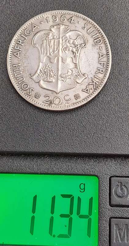 1964 South Africa Silver 20 Cents 1st decimal series