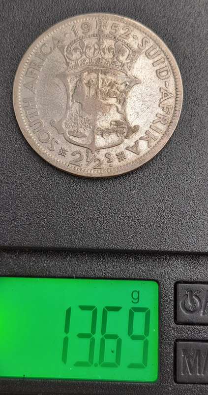 1952  South Africa Silver 2½ Shillings - George VI 2½S