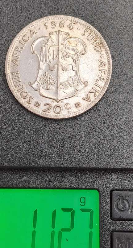 1964 South Africa Silver 20 Cents 1st decimal series