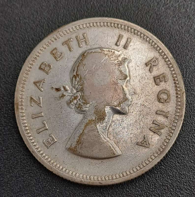 1954 South Africa Silver 2 Shillings - Elizabeth II 1st portrait