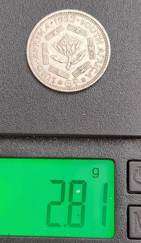 1952  SUID AFRIKA - SOUTH AFRICA Silver 6 Pence - George VI