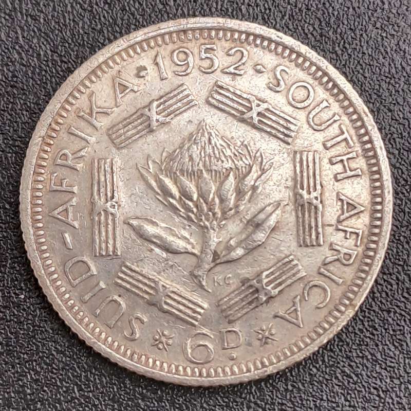 1952  SUID AFRIKA - SOUTH AFRICA Silver 6 Pence - George VI