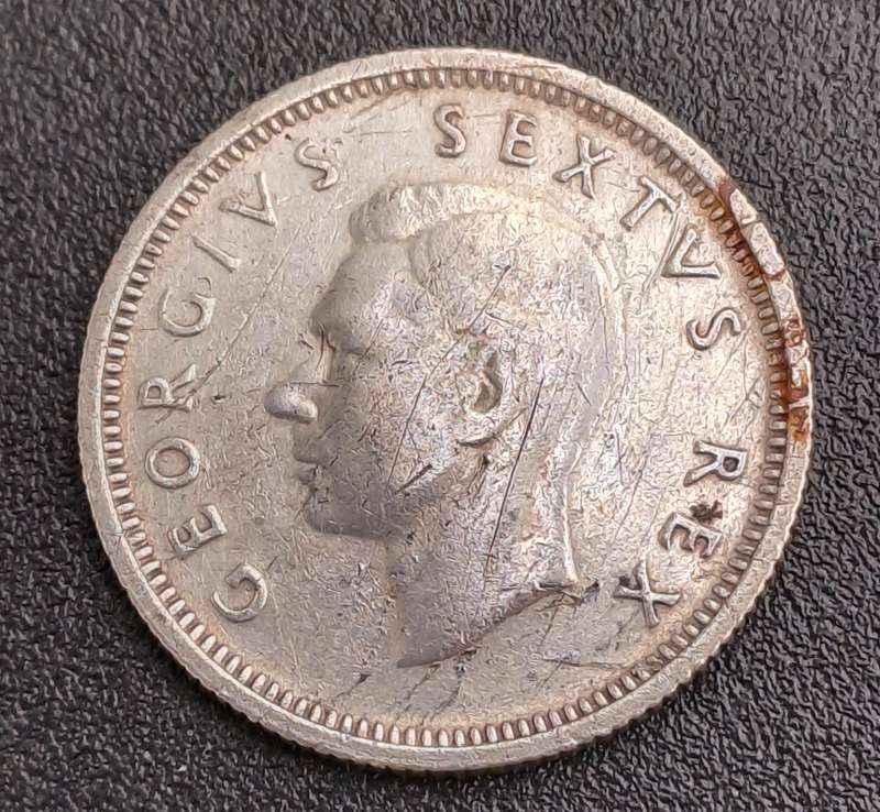 1952  SUID AFRIKA - SOUTH AFRICA Silver 6 Pence - George VI