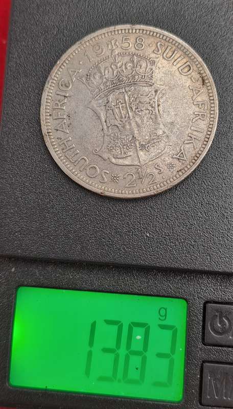 1958 South Africa Silver 2½ Shillings -  Elizabeth II 1st portrait