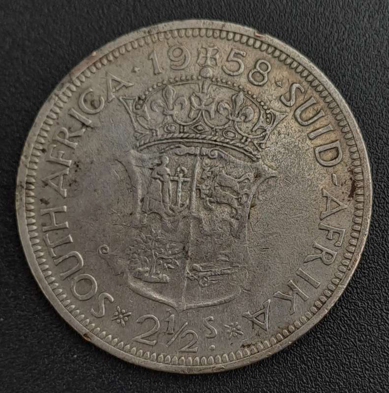 1958 South Africa Silver 2½ Shillings -  Elizabeth II 1st portrait