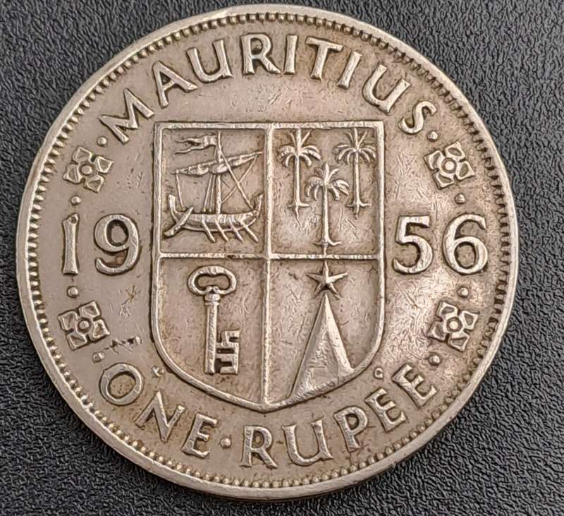 1956 Mauritius 1 Rupee - Elizabeth II 1st portrait