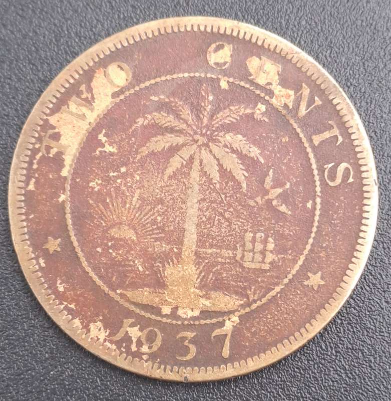 1937 Liberia  2 Cents