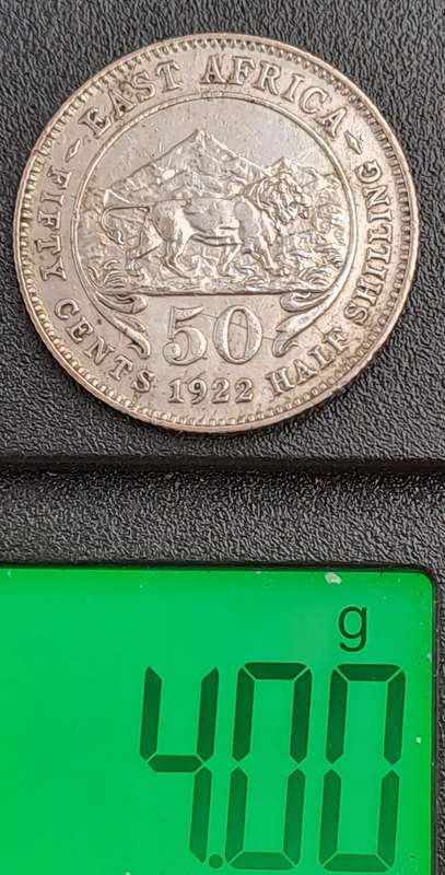 1922  East Africa Silver 50 Cents - George V