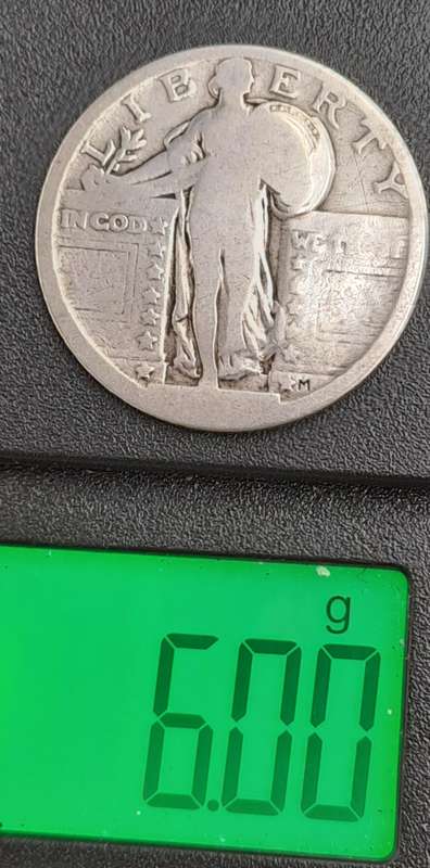 1917 -1930 United States  (Silver .900) ¼ Dollar "Standing Liberty Quarter" Stars Below Eagle