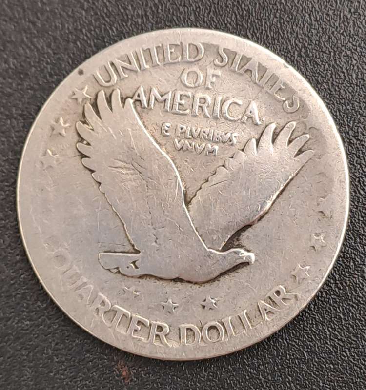 1917 -1930 United States  (Silver .900) ¼ Dollar "Standing Liberty Quarter" Stars Below Eagle