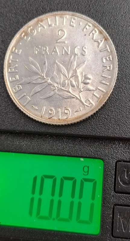 1919 France Silver 2 Francs