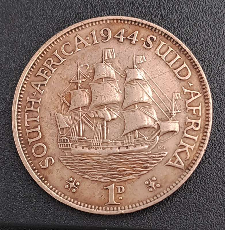 1944- South Africa  1 Penny - George VI Rex Imperator