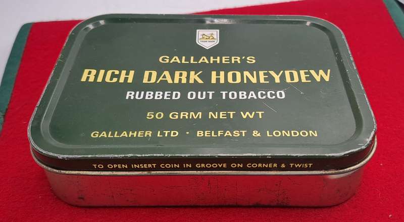 Empty Vintage Gallaher's Rich Dark Honeydew Rubbed Out Tobacco Tin-Made in England