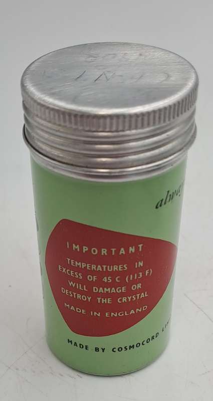 Empty Vintage Cosmocord gramophone cartridge can, ACOS Empty Replacement Pick-up tin Made in England