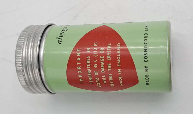 Empty Vintage Cosmocord gramophone cartridge can, ACOS Empty Replacement Pick-up tin Made in England