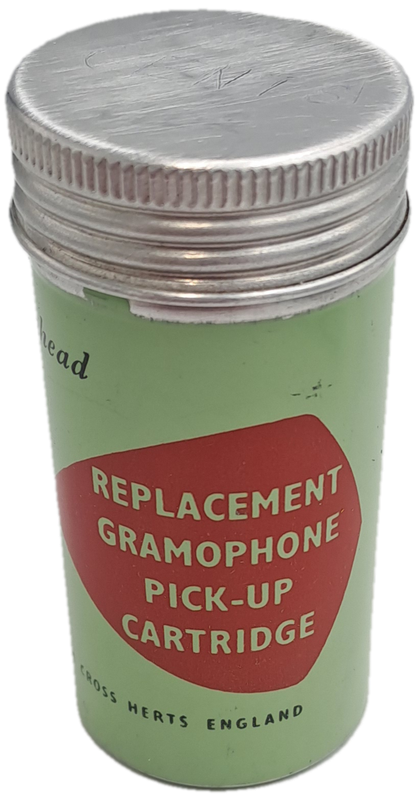 Empty Vintage Cosmocord gramophone cartridge can, ACOS Empty Replacement Pick-up tin Made in England