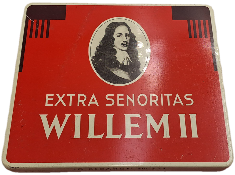 Empty Vintage Willem II Cigar tin Extra Senoritas Made in Holland Holland