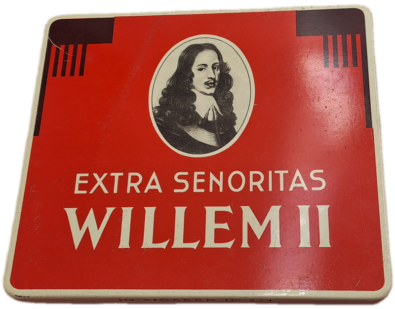Empty Vintage Willem II Cigar tin Extra Senoritas Made in Holland Holland