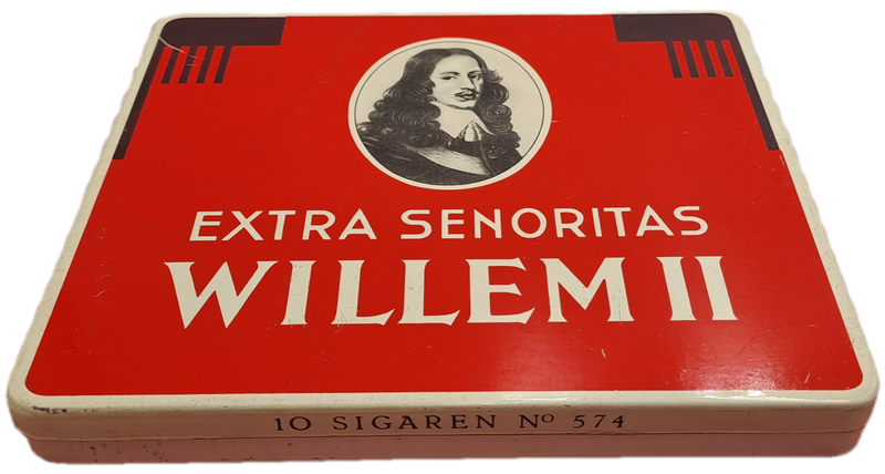Empty Vintage Willem II Cigar tin Extra Senoritas Made in Holland Holland
