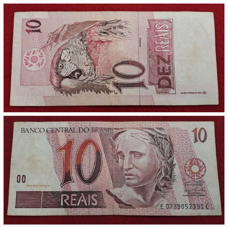 1997-2010 Brazil 10 Reais 1st. Family, Watermark "Flag"