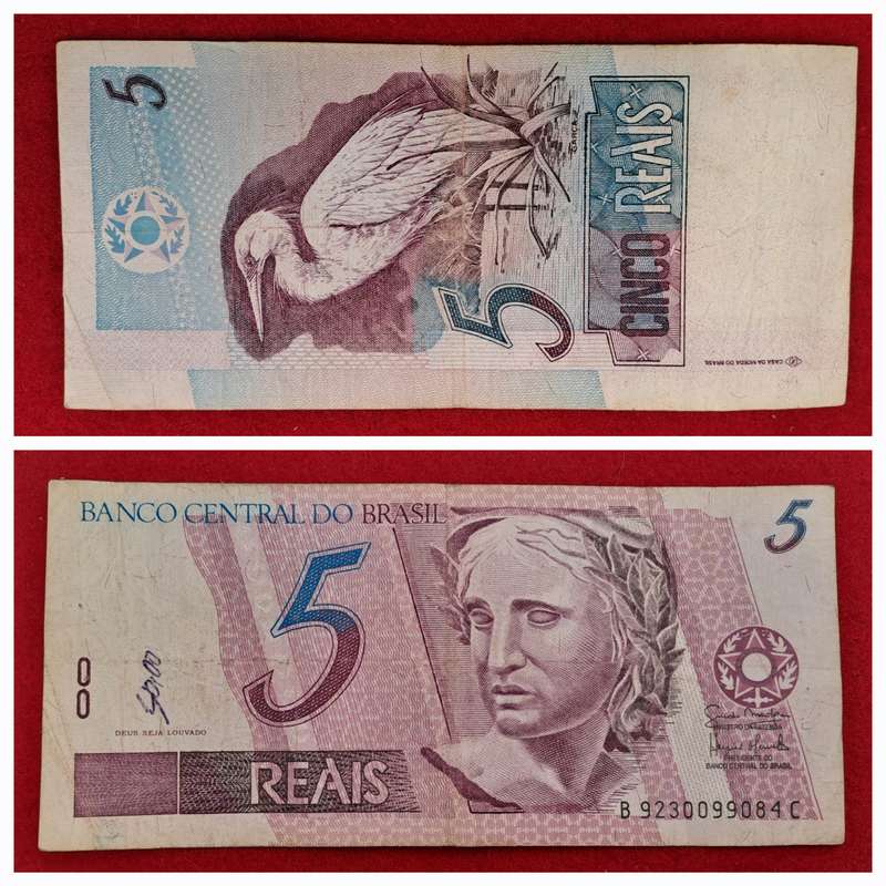 1997-2009 Brazil 5 Reais 1st. Family, Watermark "Flag"