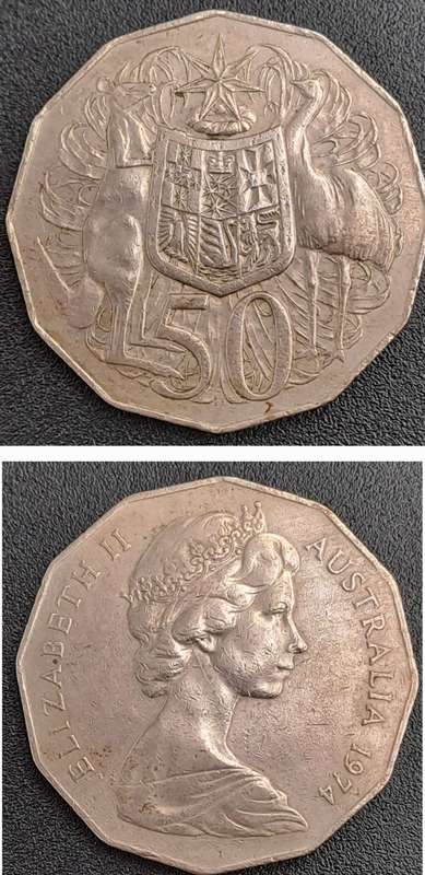 1974 Australia 50 Cents - Elizabeth II 2nd Portrait