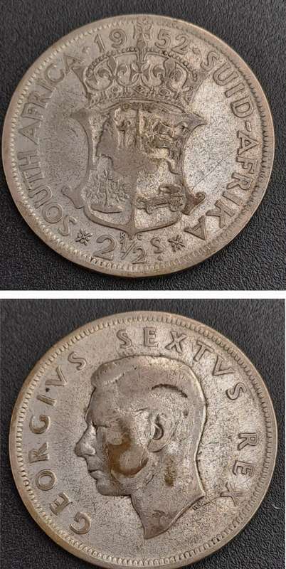 1952  South Africa Silver 2½ Shillings - George VI 2½S