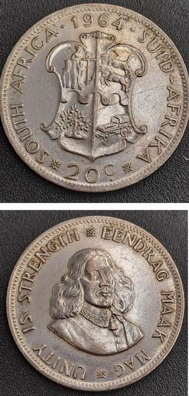1964 South Africa Silver 20 Cents 1st decimal series