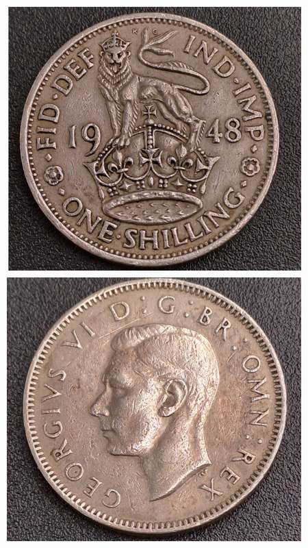 1948 United Kingdom 1 Shilling - George VI English crest