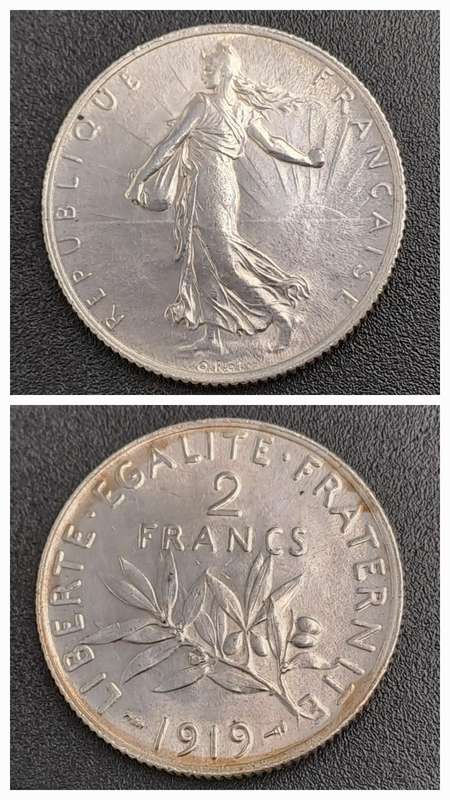 1919 France Silver 2 Francs
