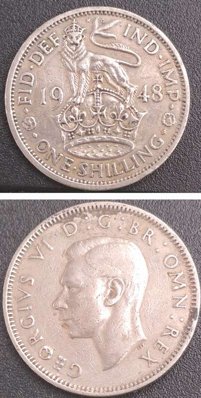 1948  United Kingdom 1 Shilling - George VI English crest