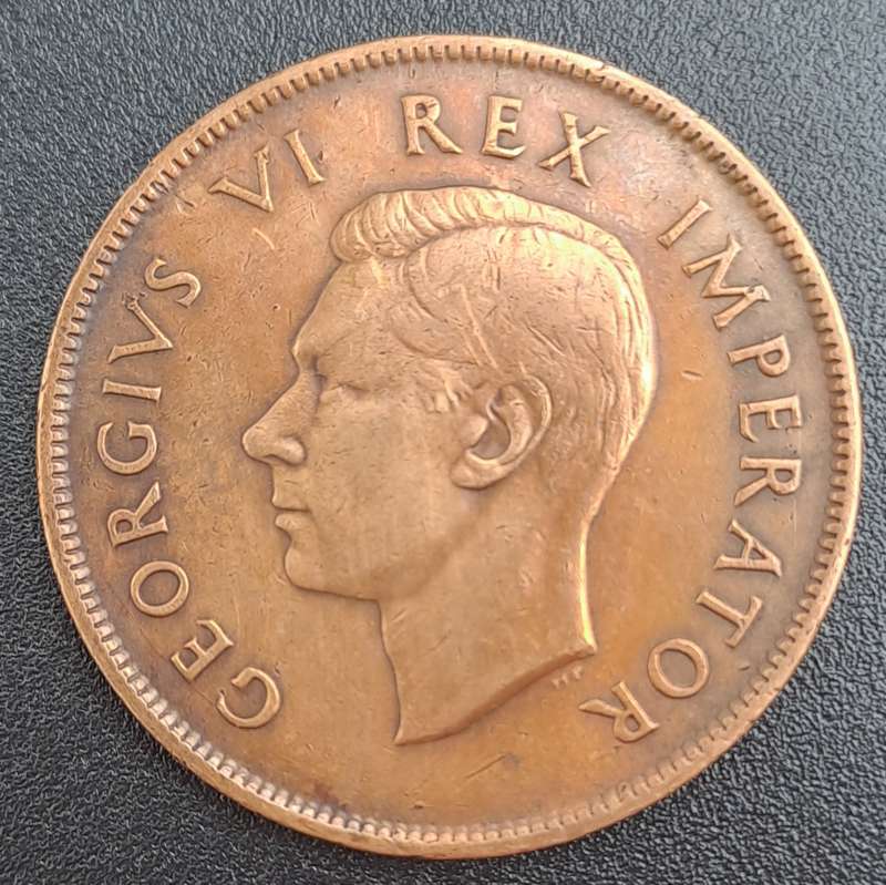 1942 South Africa 1 Penny - George VI Rex Imperator