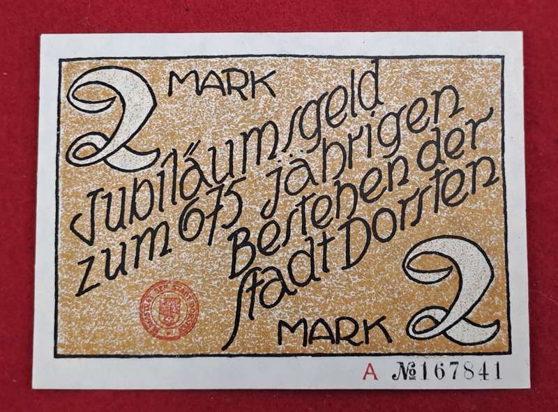RARE!! 1921- 2 Mark German notgeld  Westphalia, Prussian province of  Dorsten-Emergency Money
