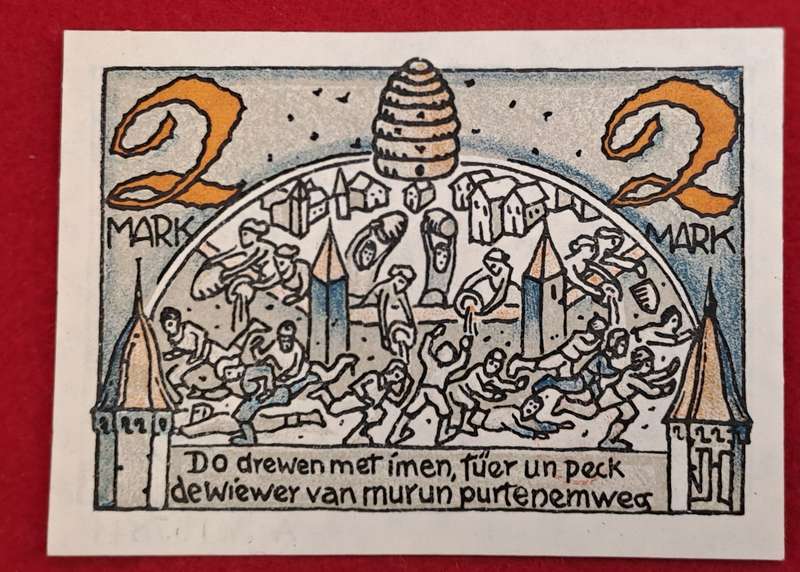 RARE!! 1921- 2 Mark German notgeld  Westphalia, Prussian province of  Dorsten-Emergency Money