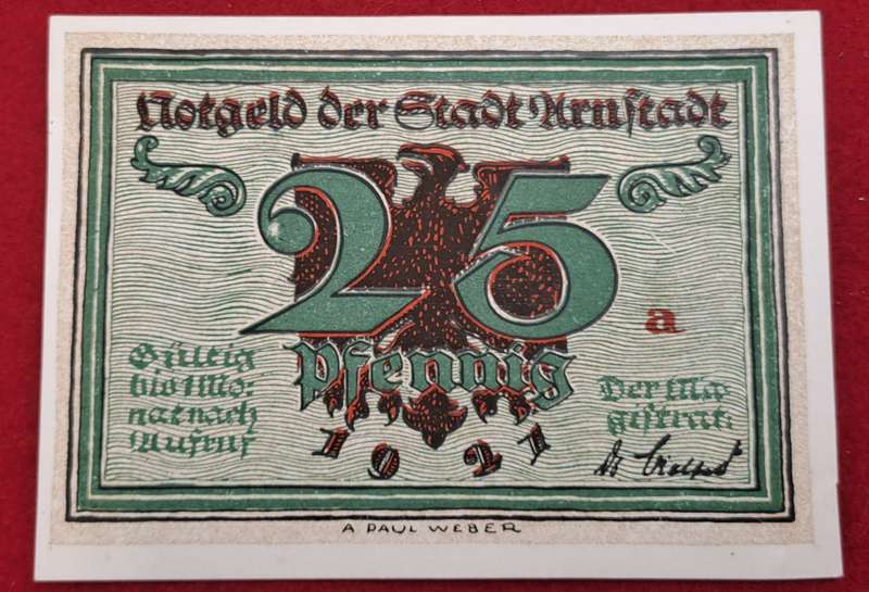 RARE!! 1920-25 Pfennigs   Thuringia, Federal state of  Arnstadt (Thuringia), City  -Emergency Money