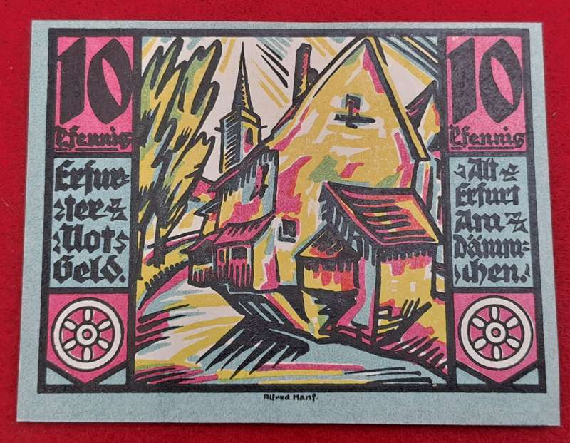 RARE!! 1920-10 Pfennigs  German notgeld  Saxony, Prussian province of  Erfurt -Emergency Money