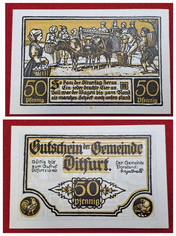 RARE!! 1921- 50 Pfennigs   German notgeld  Saxony, Prussian province of  Ditfurt, -Emergency Money