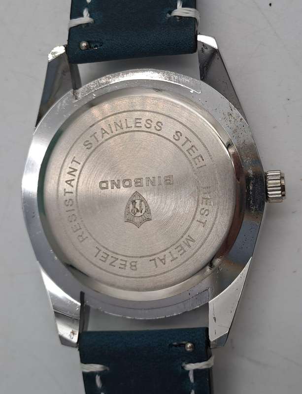 Unused Blue Face BinBond Men's fashion watch-Leather Strap -still in Box